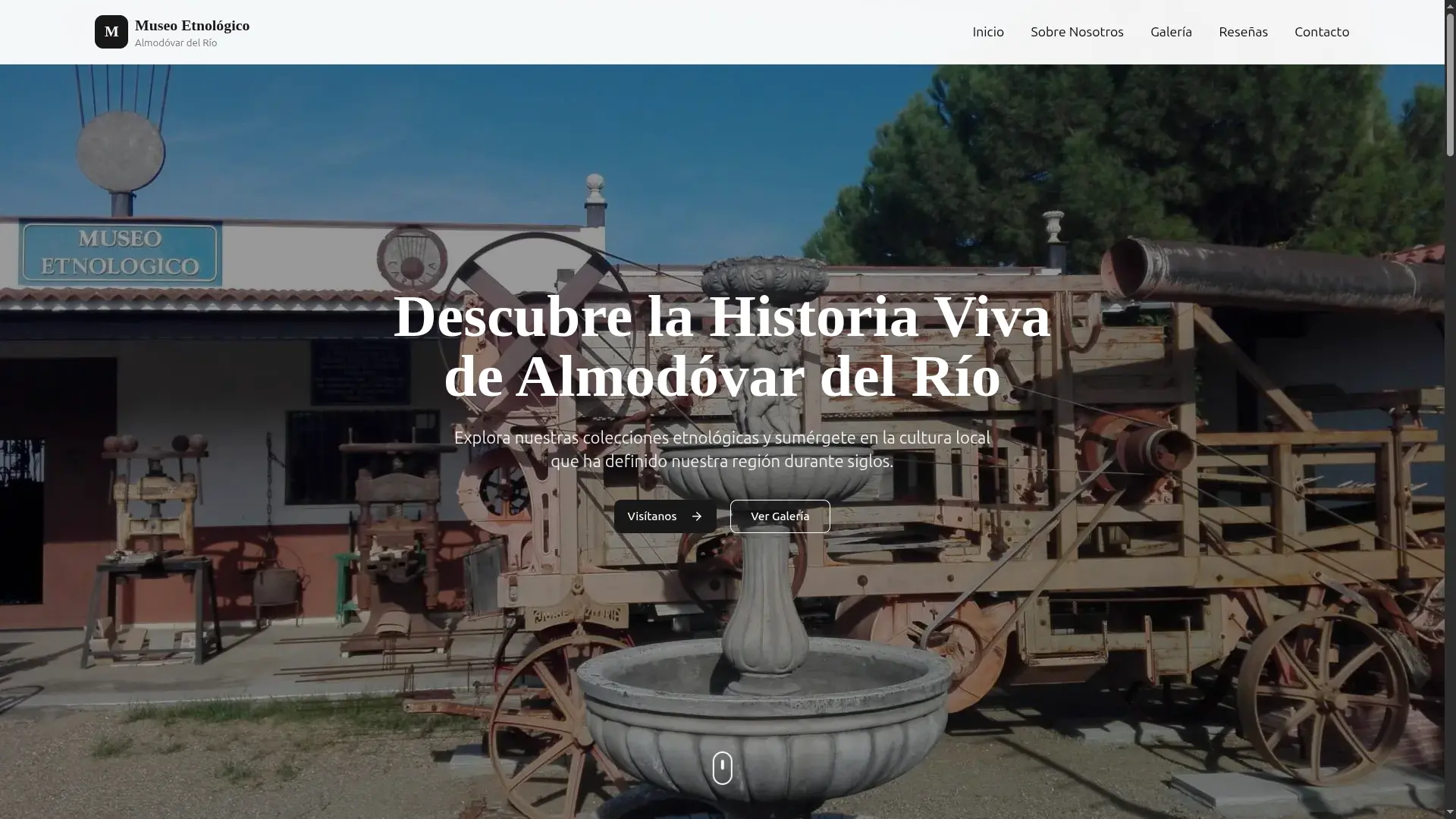 Captura de pantalla del proyecto Museo Etnológico Web
